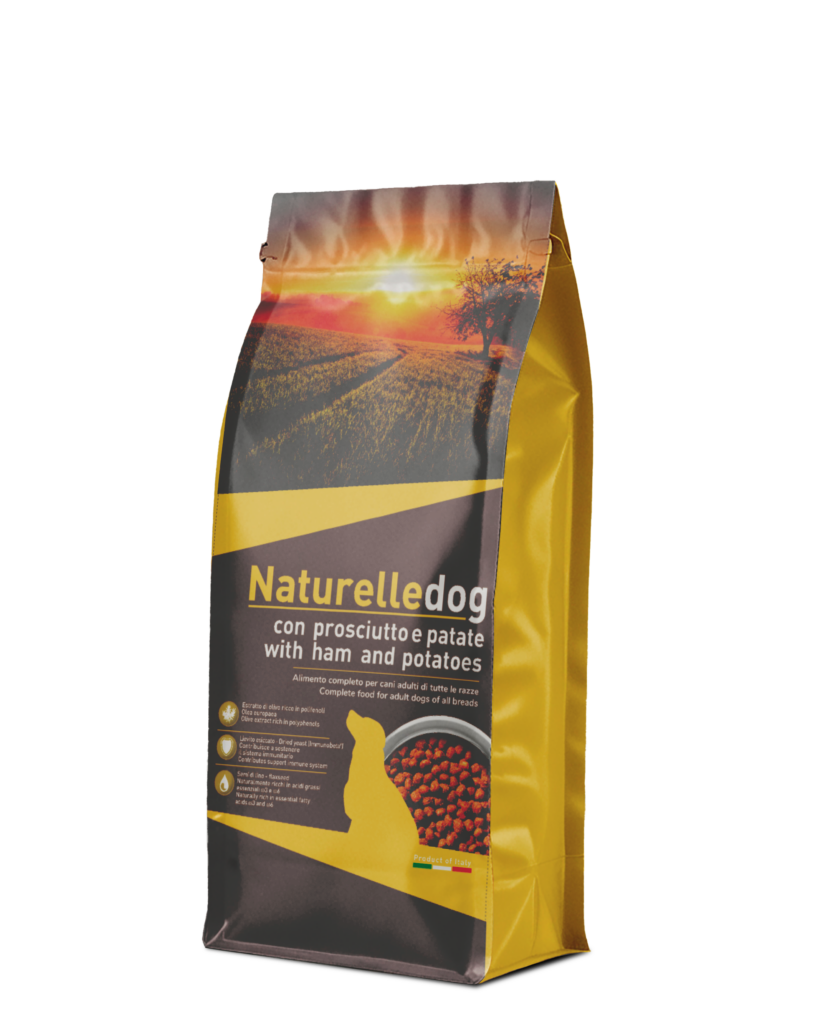 Confezione di Naturelle Dog con Prosciutto e Patate, crocchette per cani sportivi e da lavoro